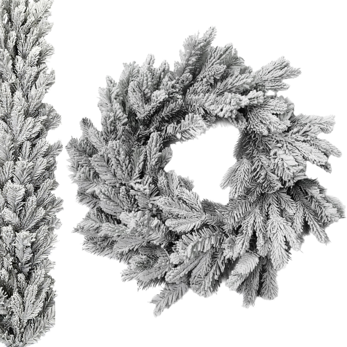 Snow-covered wreath 100% PE + PVC 60 cm decoration fireplace door decoration