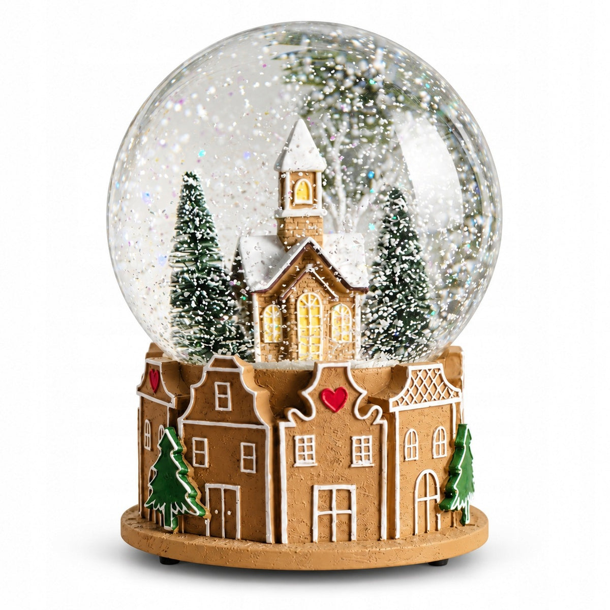 Snowball with wind-up music box and melody playing Christmas music box