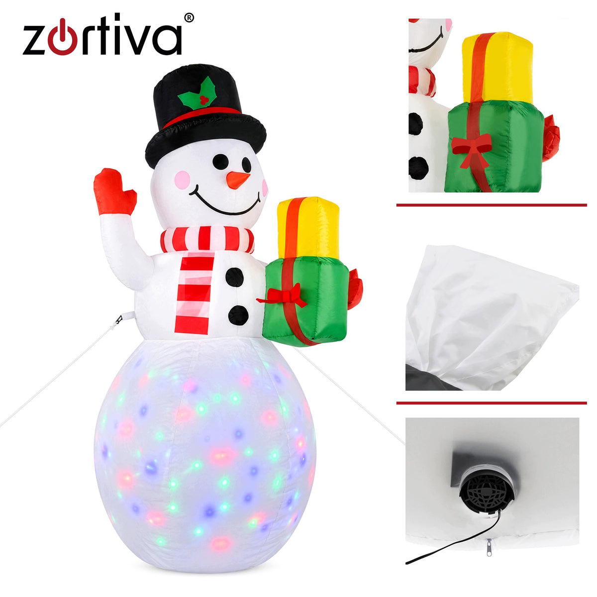 Snowman Inflatable LED 155cm Projector 8 Modes Christmas Ornament Pumped Packaging status original