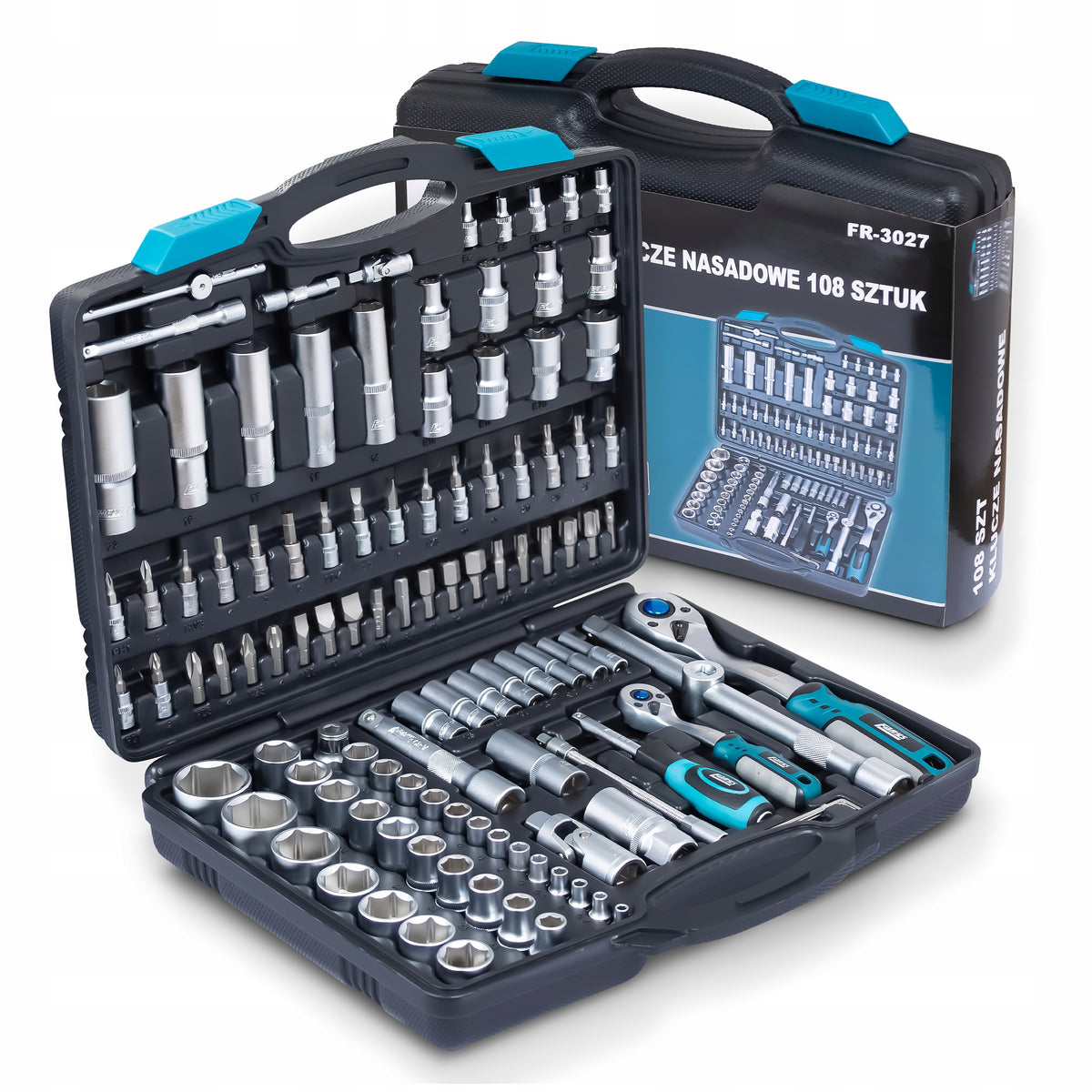 Socket wrench set 108el CRV 1/2 1/4 ratchets whipped suitcase