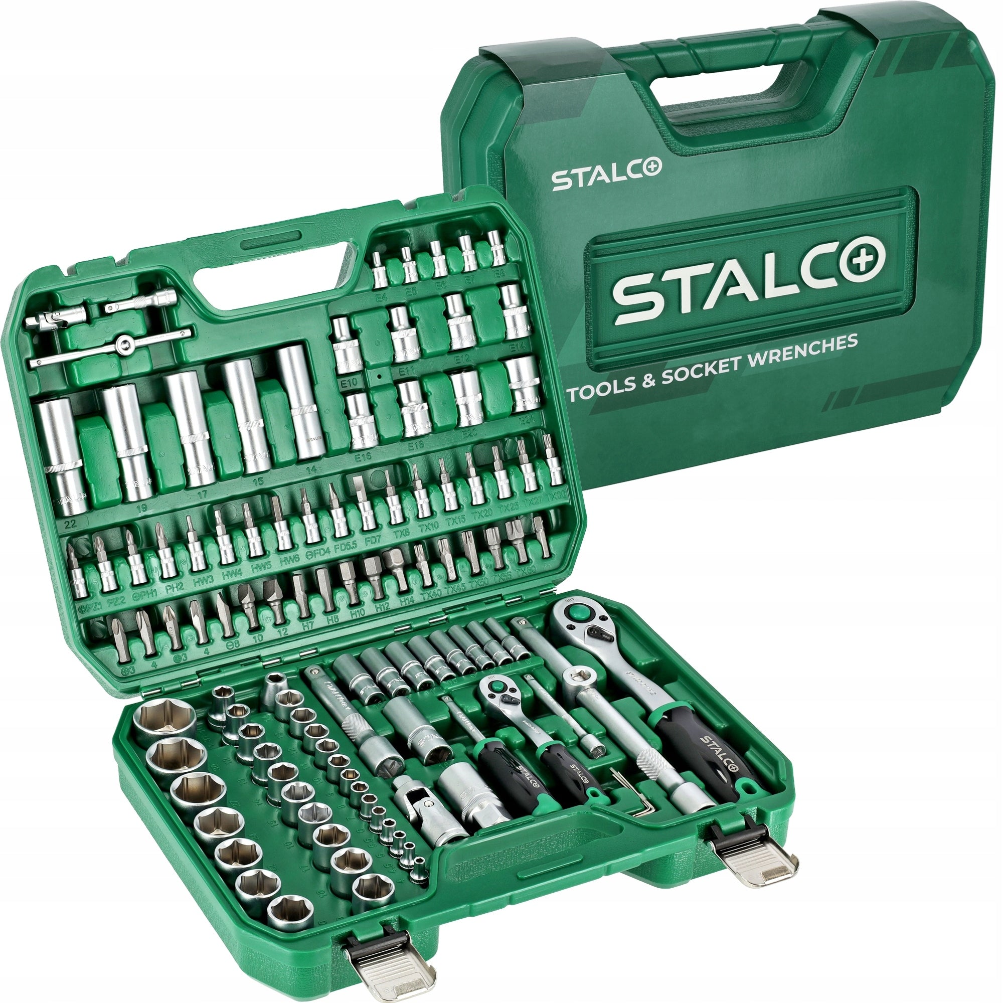 Socket wrench set 110 element 1/2, 1/4, ratchet STALCO S011100110