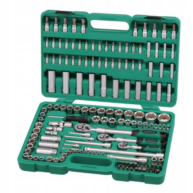 Socket wrench set with ratchet 1/4, 3/8 and 1/2" 155 el. Honiton