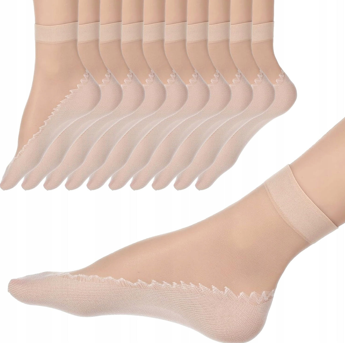 Socks 10 Pairs Transparent Nylon Short Feet Women Smooth