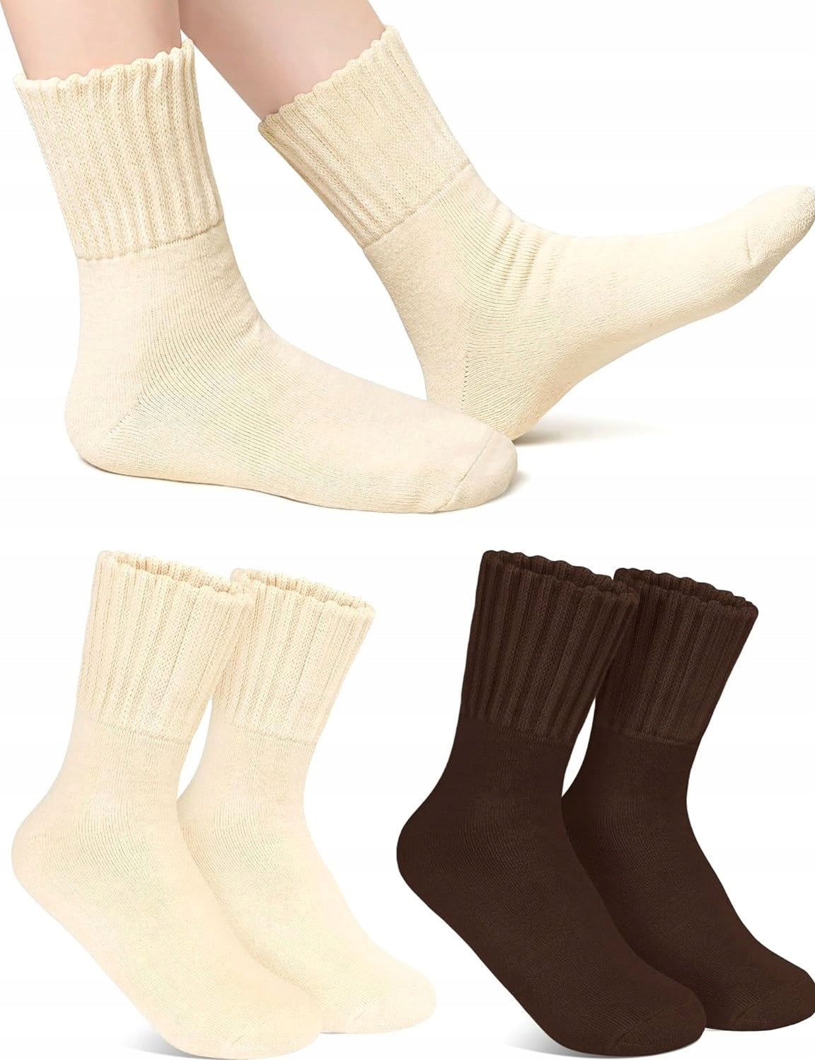 Socks 2 Pairs Thermal Women Thick Winter Warm Fleece Cotton