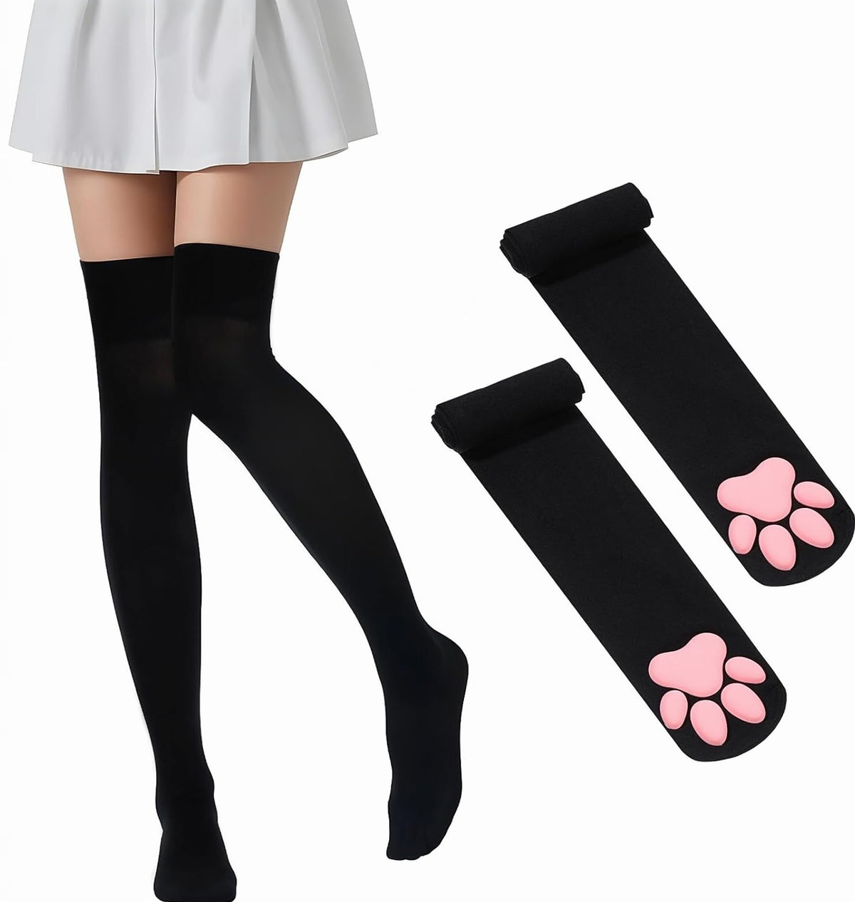 Socks 62x11cm women's knee high socks cotton cute black