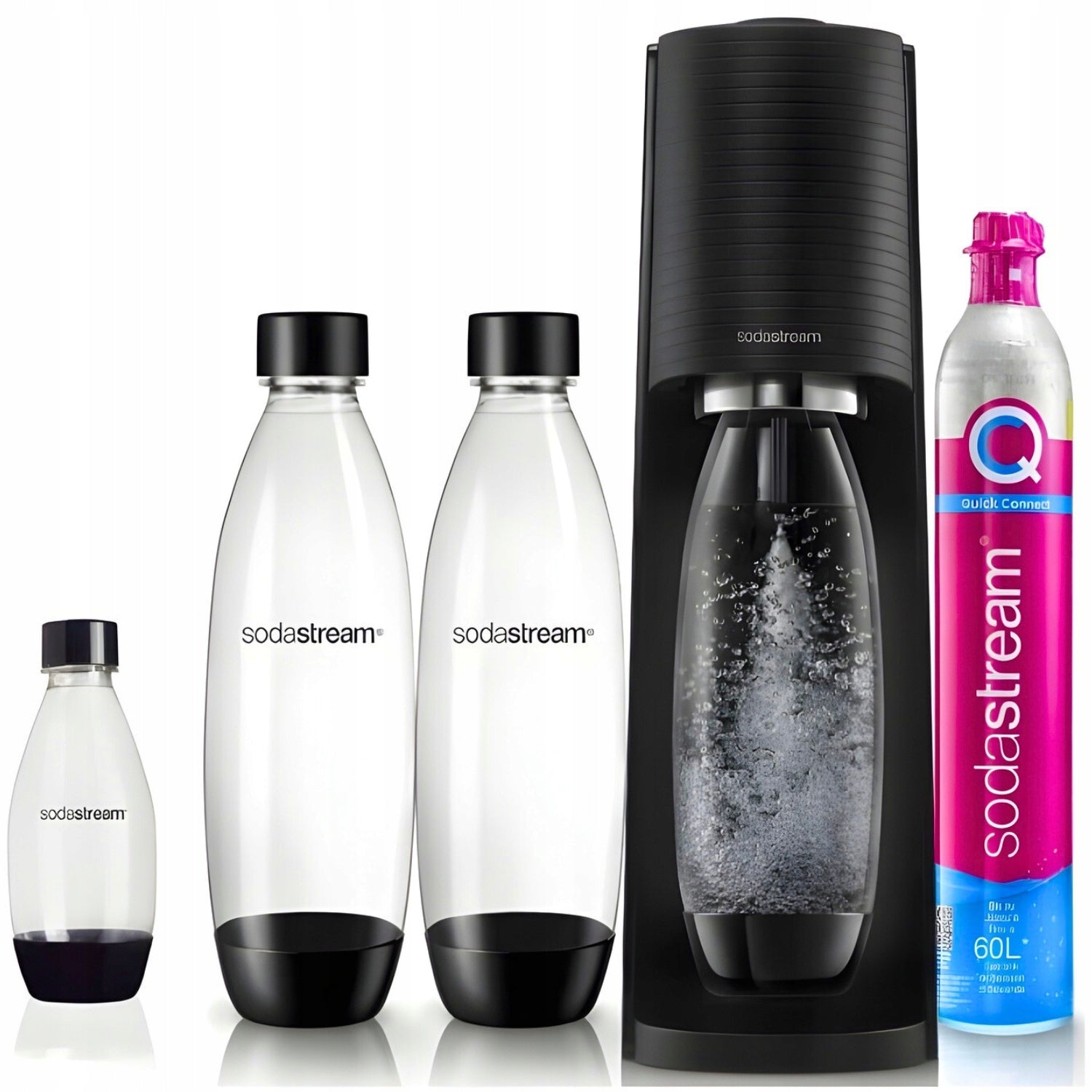 SodaStream TERRA Saturator for CARBONATED WATER black + 3 BOTTLES + GAS