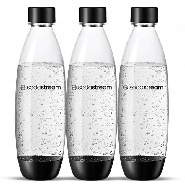 Sodastream Set of 3 1L Dishwasher Bottles Black BPA FREE FOR GASSING H20