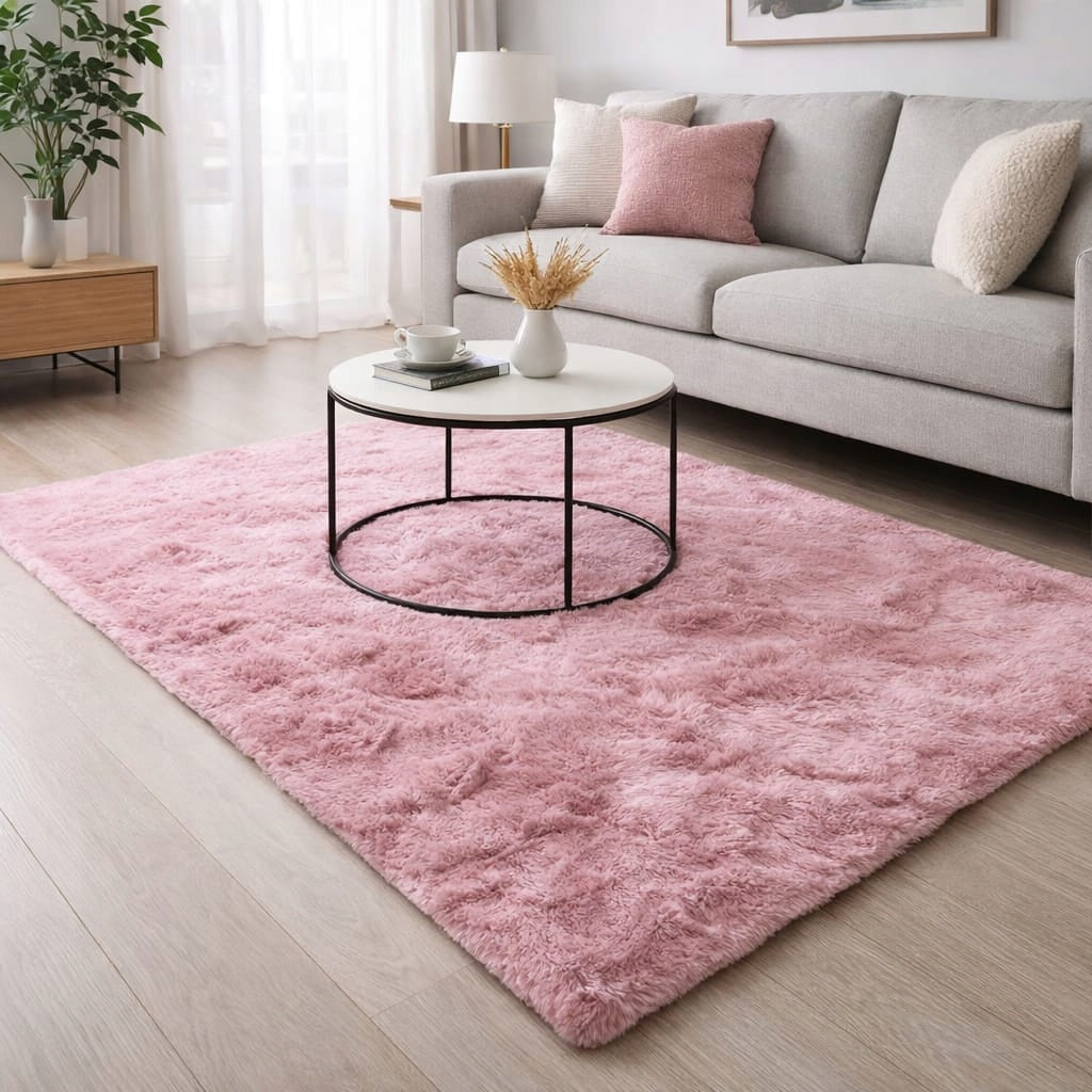 Soft Carpet NON-SLIP faux fur 120x160cm POWDER PINK Brand no brand