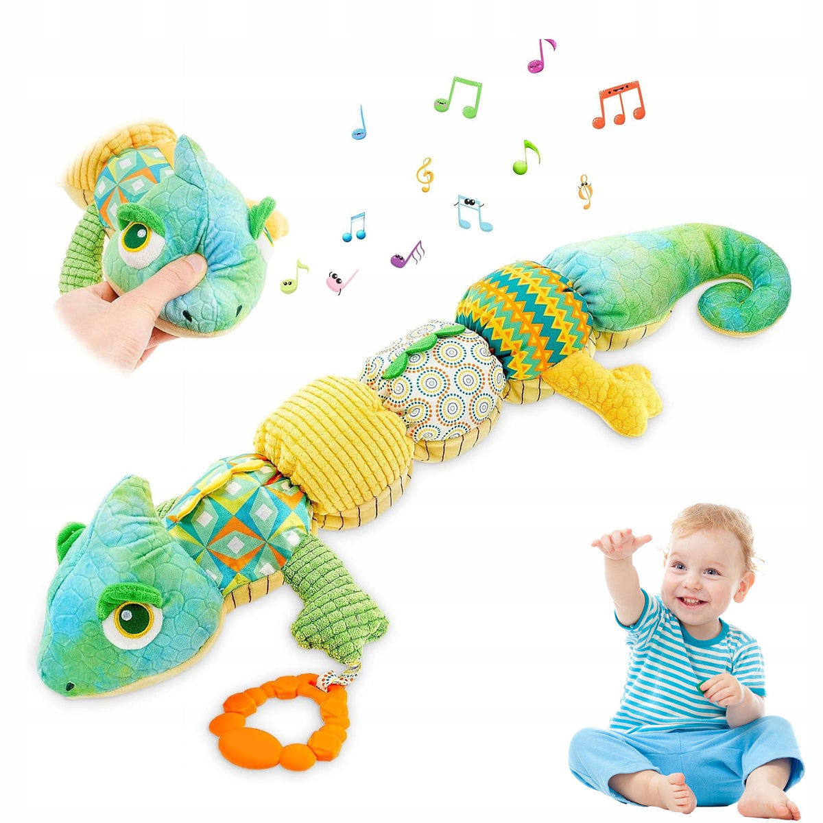 Soft Chameleon Plush Musical Toy Sleep Function for Newborn