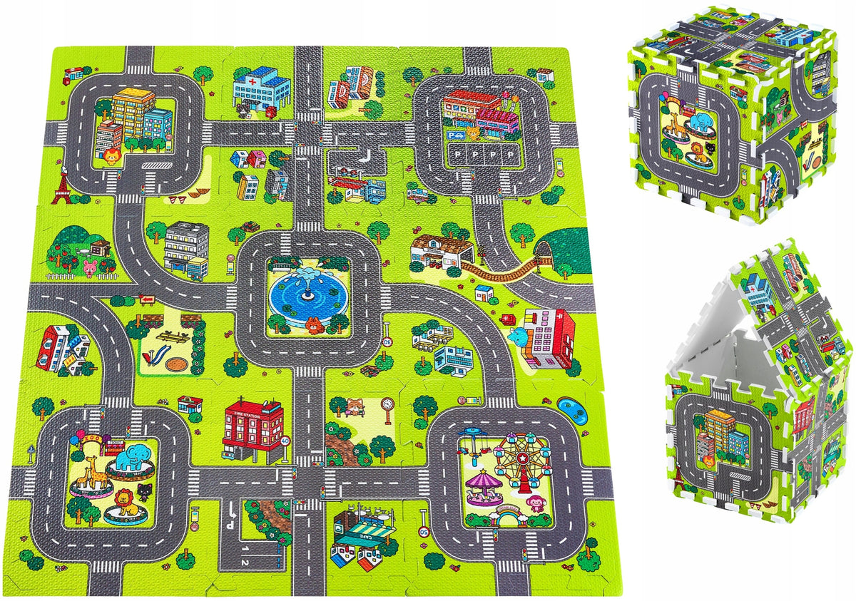 Soft Foam Mat Puzzle City Map Streets 9pcs 30x30cm for Infant Brand Moby System