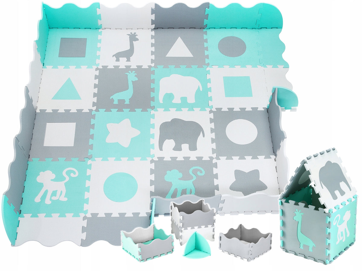 Soft Large Foam Mat for Children Puzzle Square Toys 150x150x1cm 16 pcs.