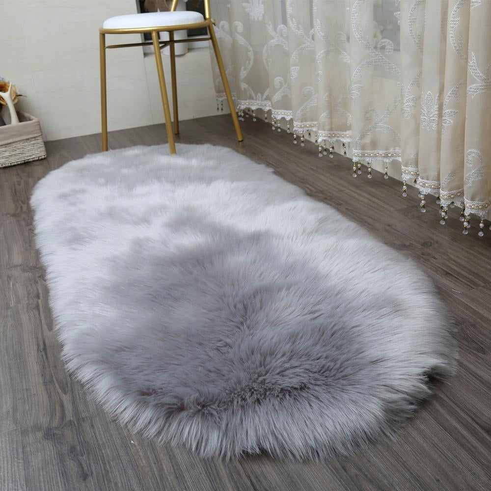 Soft Plain Skin Rug Washable Mat Small Rugs 40x60cm Gray Packaging status no packaging