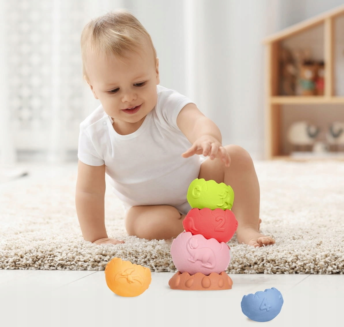 Soft Sensory Pyramid Rubber Without Holes Educational Play Set Brand Małpiszon