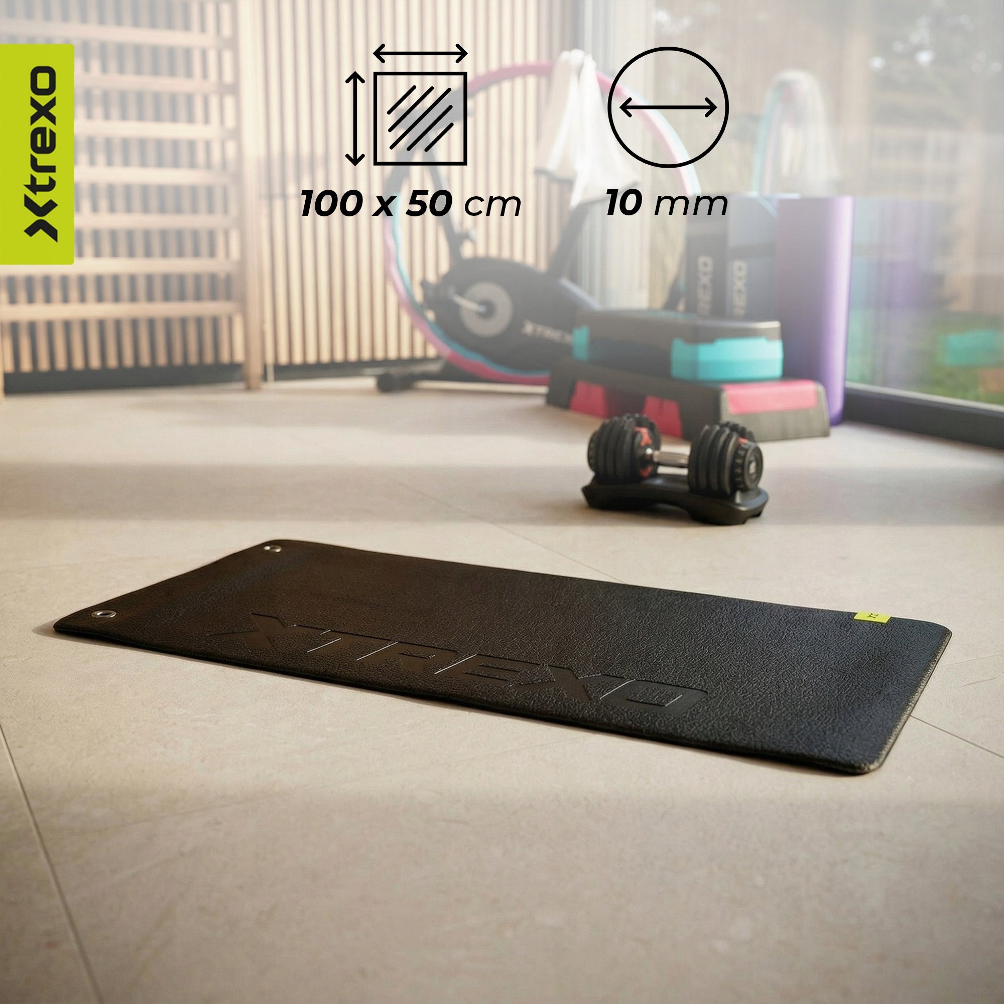 Soft yoga exercise mat XTREXO Professional 100x50 cm TRAINING Manufacturer code TRX-MJN003-BL