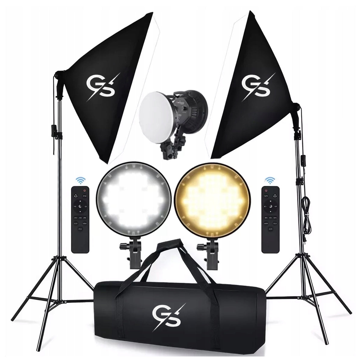 Softbox LED Lamps Set Lighting Panel with Remote Control 2x500W Tripods Bag