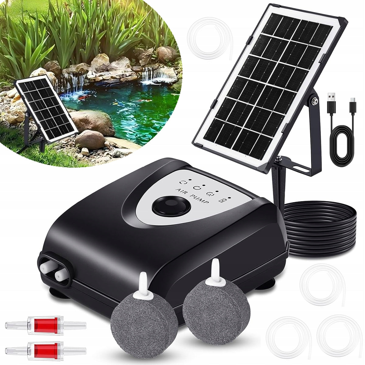 Solar Aeration Pump FOR WATER GARDEN POND LAKE PO
