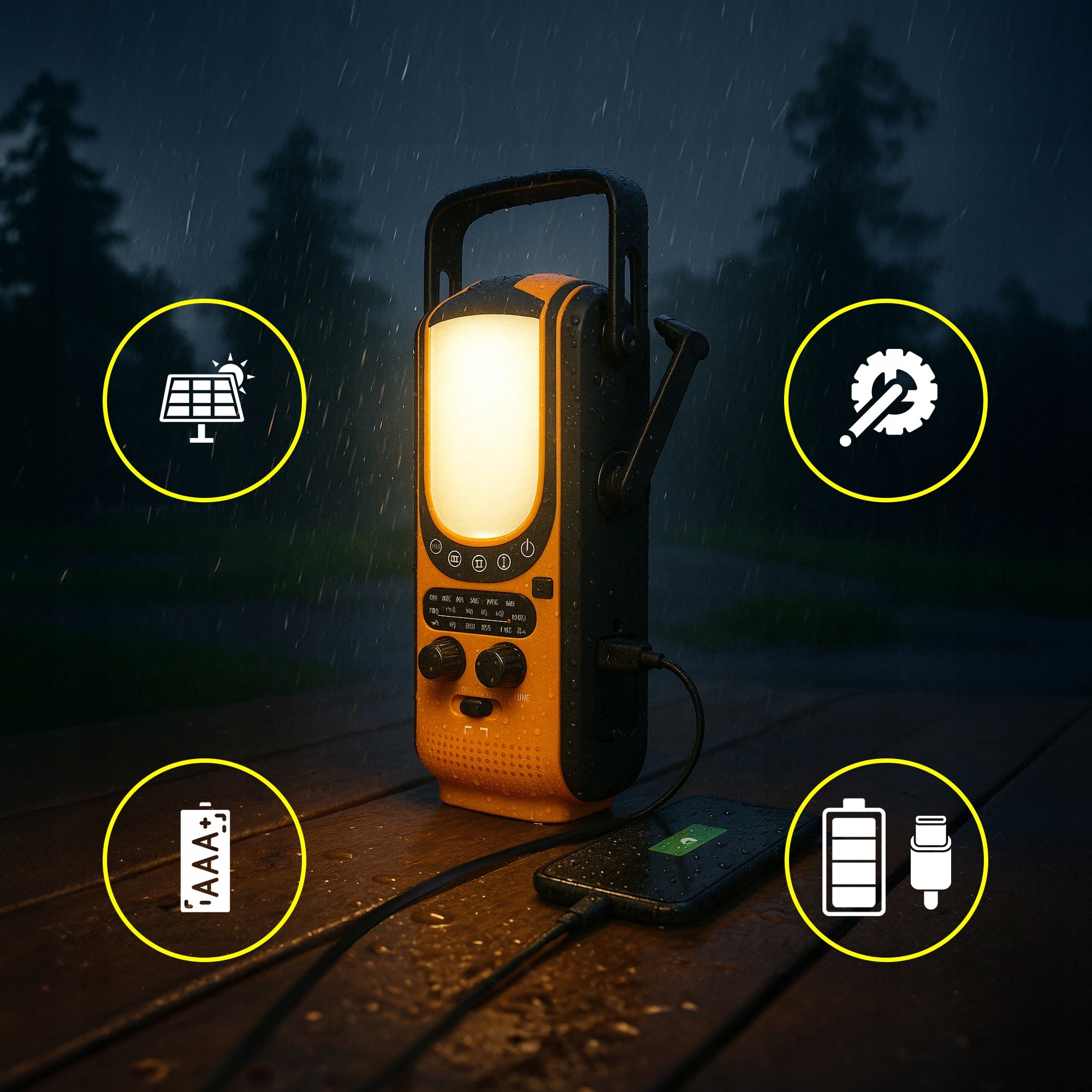 Solar Emergency Radio with Crank 6000mAh Flashlight Powerbank Dynamo Alarm BEZP Manufacturer code EPS-6000