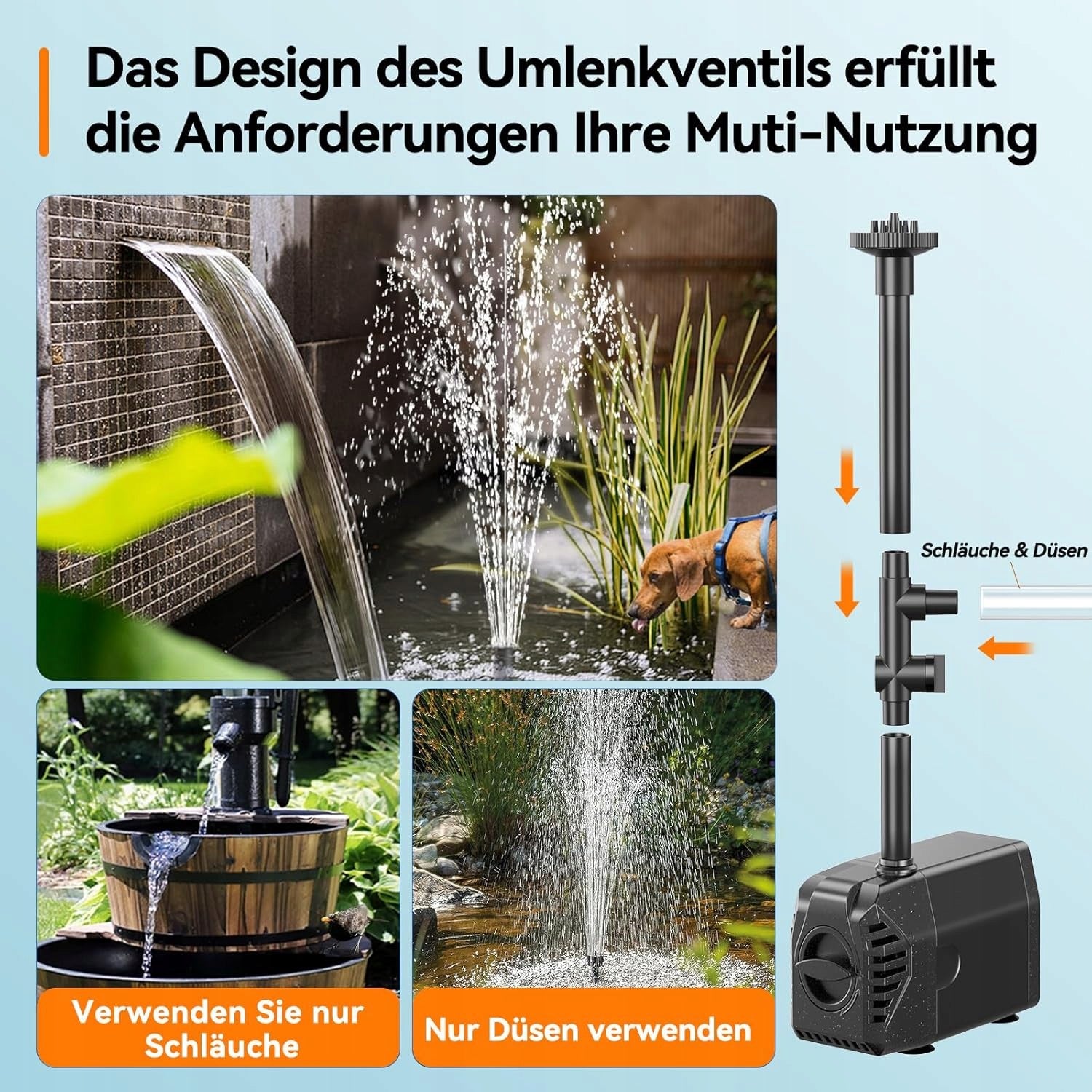 Solar Fountain 25W for pond Water – Pump 1200 l/h, 4 Nozzles, Filter Manufacturer Biling