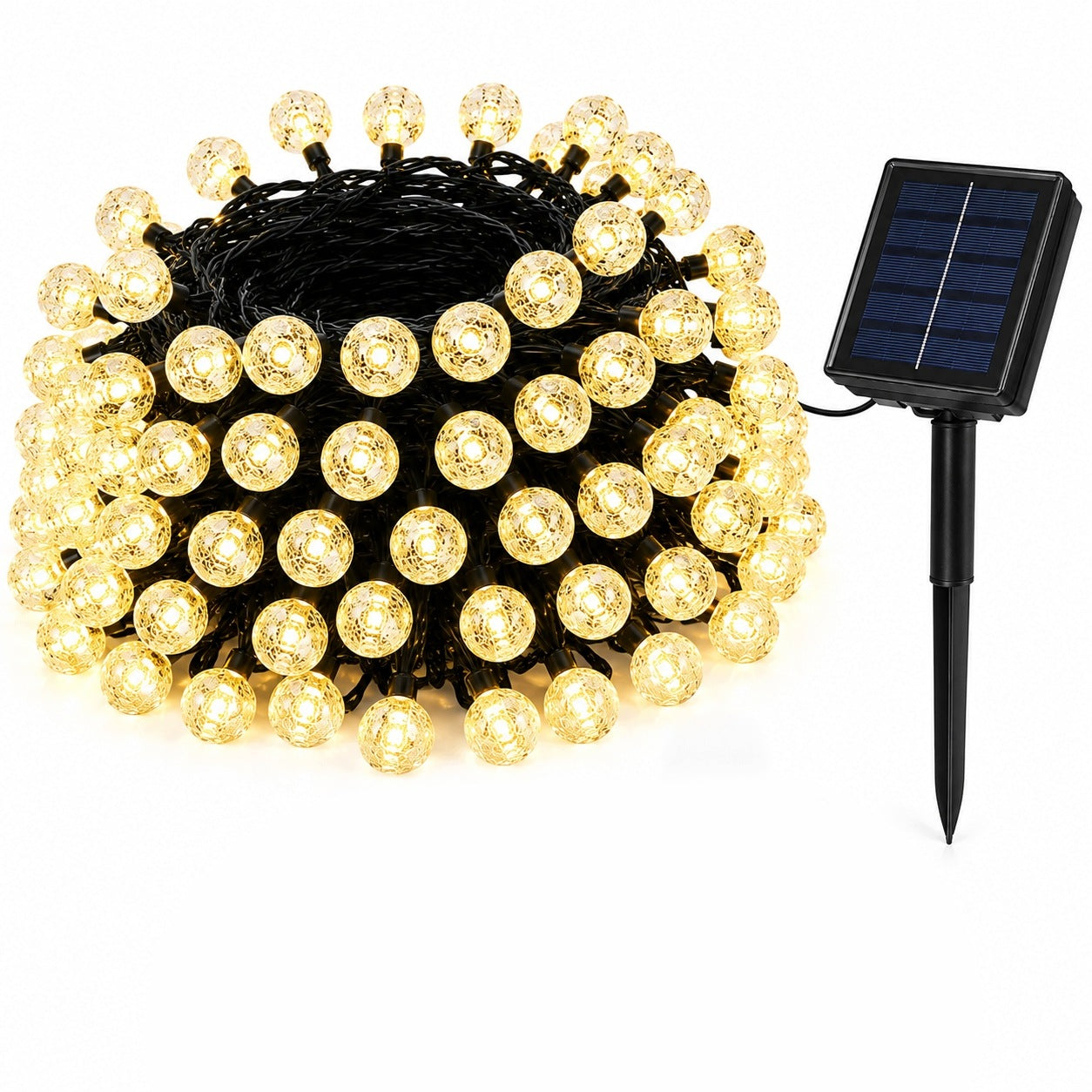 Solar Garden Garland 12M 100 LED Heat Balls White 8 Modes IP65