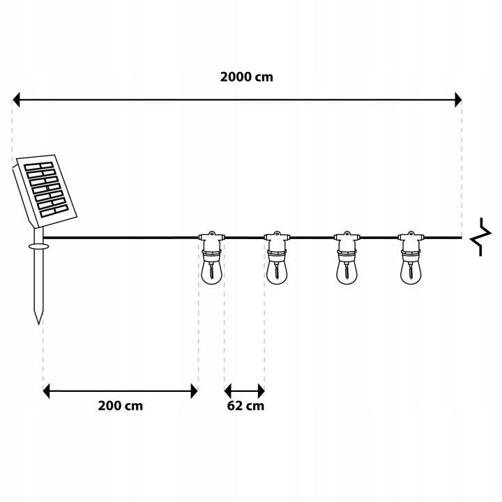 Solar Garden Garland Light 30x LED BULB Balcony Terrace 20m PILOT Globe diameter 4.3 cm