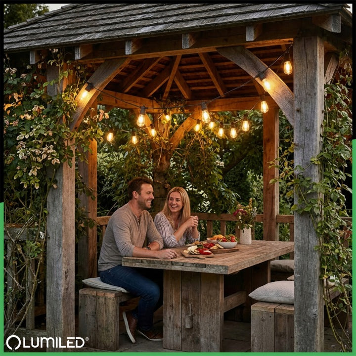 Solar Garden Garland Light 30x LED BULB Balcony Terrace 20m PILOT Power supply solar