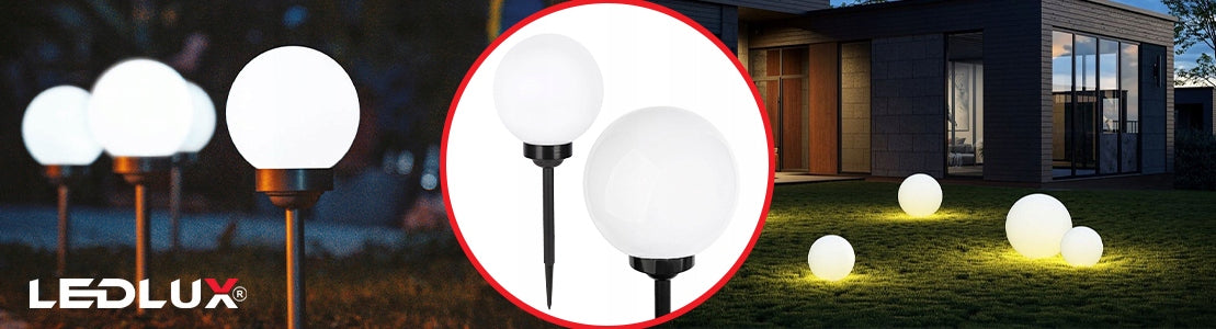 Solar Garden Lamp LED Ball 20cm Driven Ground White Cold Milk Packaging status original