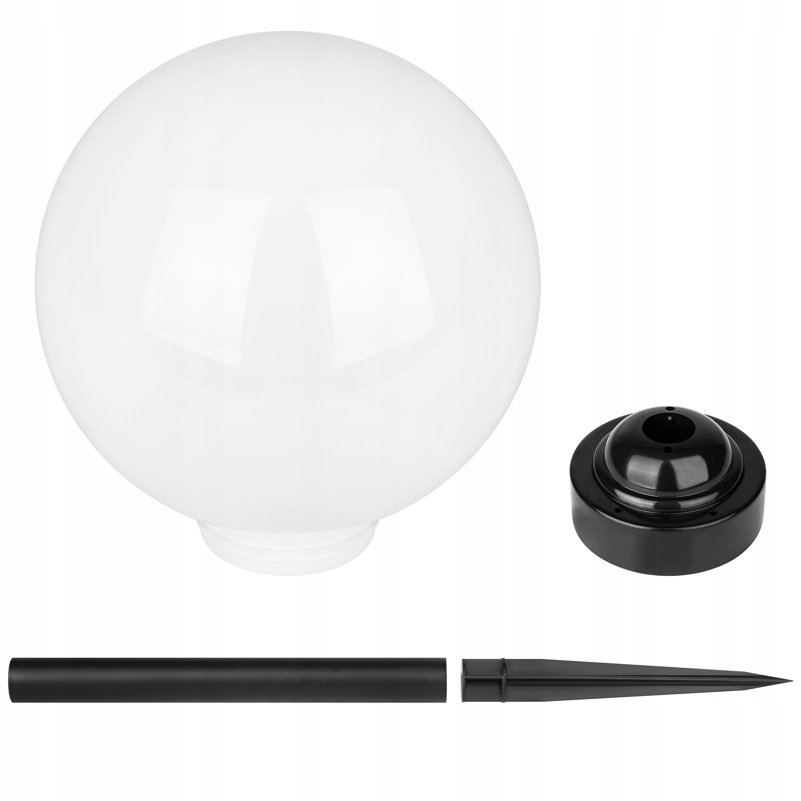 Solar Garden Lamp LED Ball 20cm Punched Ground White Milk Manufacturer code Lampa LED solarna wbijana kula ogrodowa 20cm