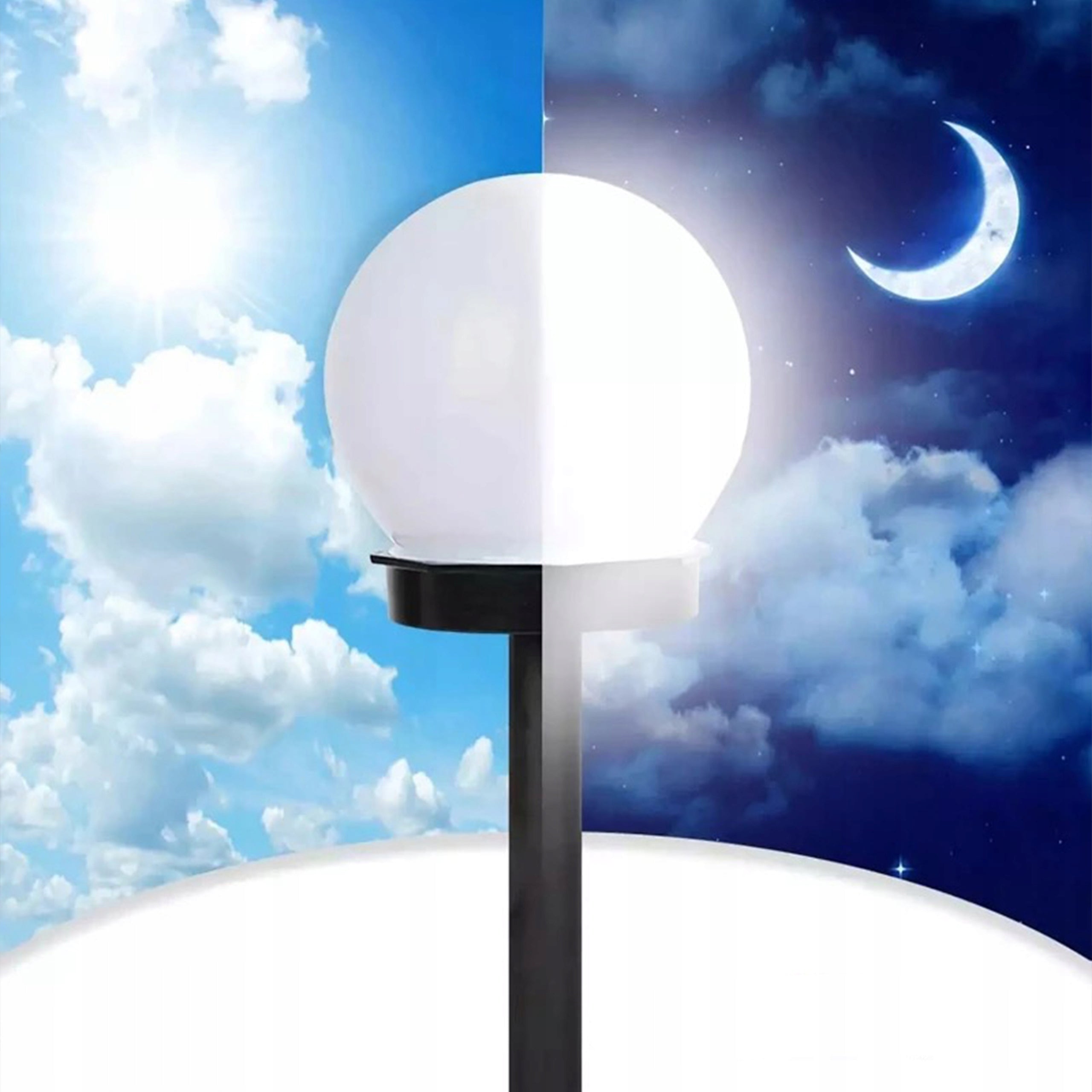 Solar Garden Lamp LED Ball 20cm Punched Ground White Milk Packaging status original