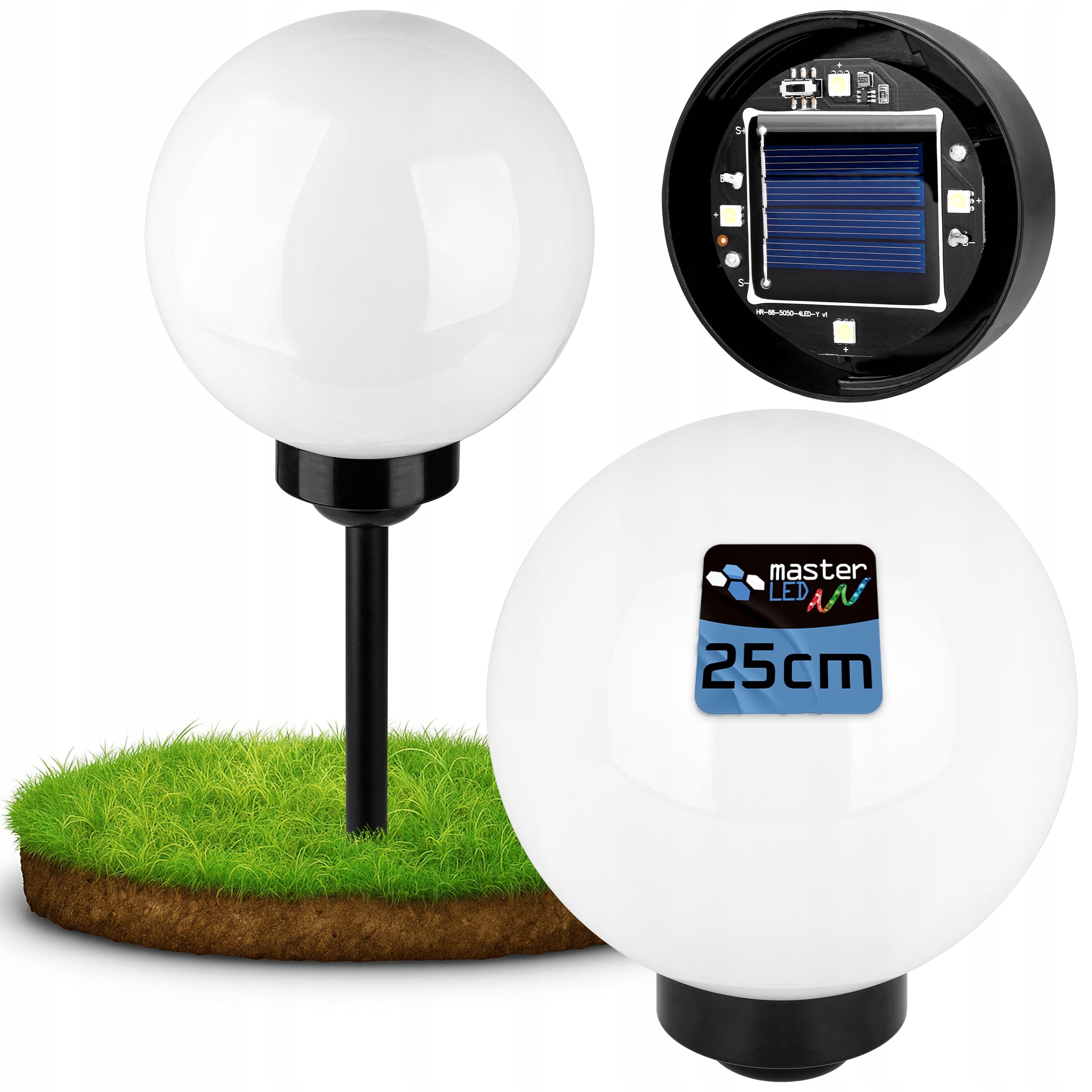 Solar Garden Lamp LED Ball 25cm Driven Ground White Milk