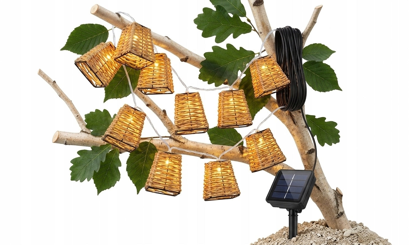 Solar Garden Lamp LED Garland Light 10 led Punched Hanging Ornament