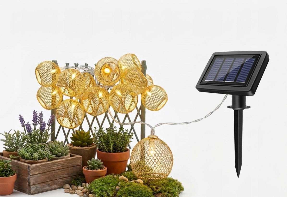 Solar Garden Lamp LED Garland Light Punched Decorative Ball 10 led