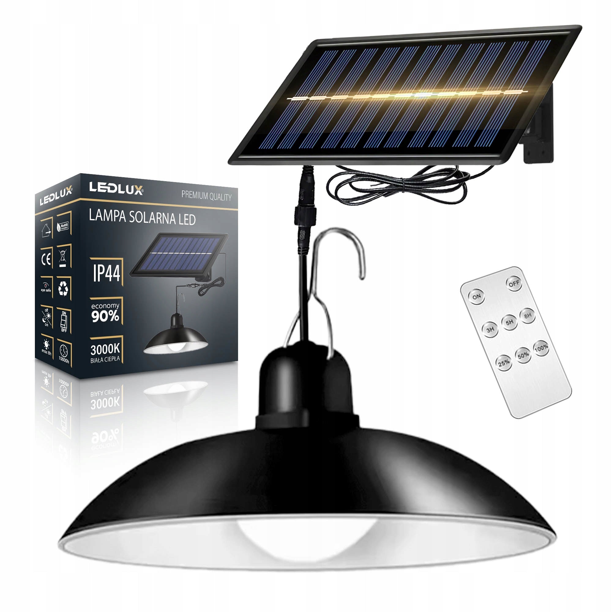 Solar Garden Lamp LED Hanging Outdoor Twilight Sensor Remote Control