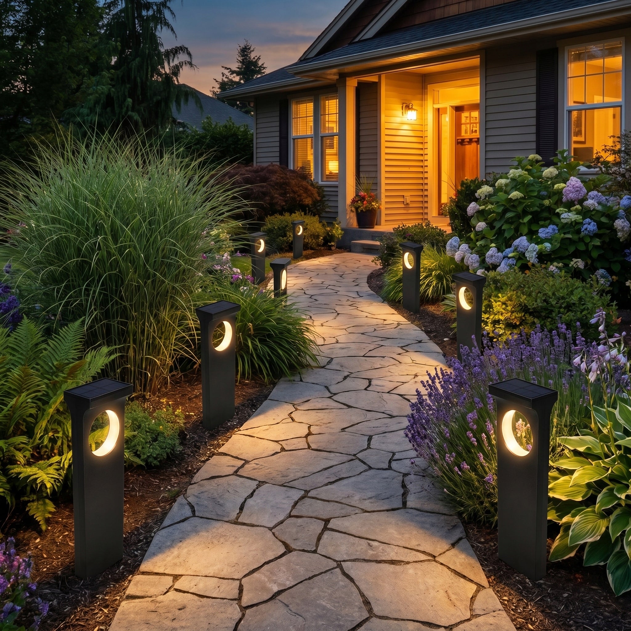 Solar Garden Lamp LED Pole Punched IP65 Black Twilight Sensor Manufacturer code Słupek Wbijany 7184