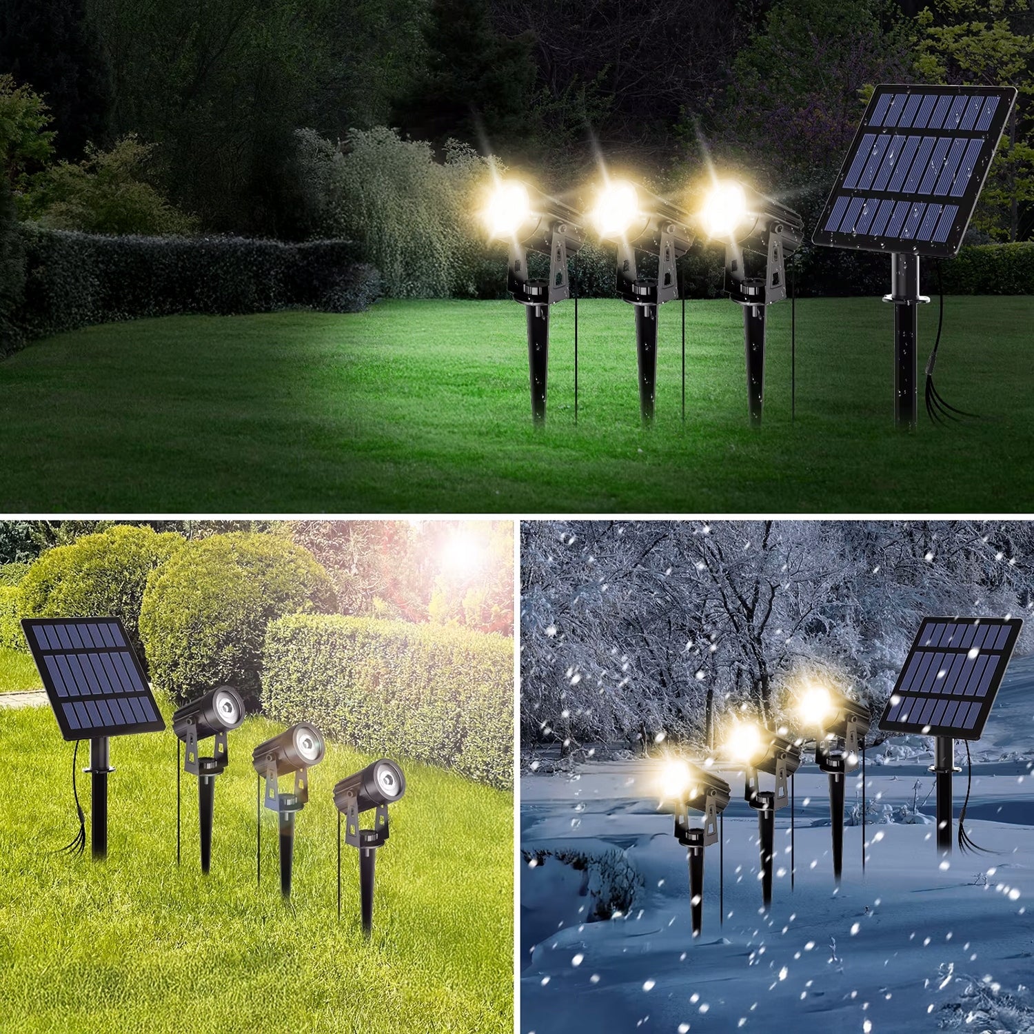 Solar Garden Lamp LED Punched 3X Headlight Twilight Sensor For Garden Brand Smartled