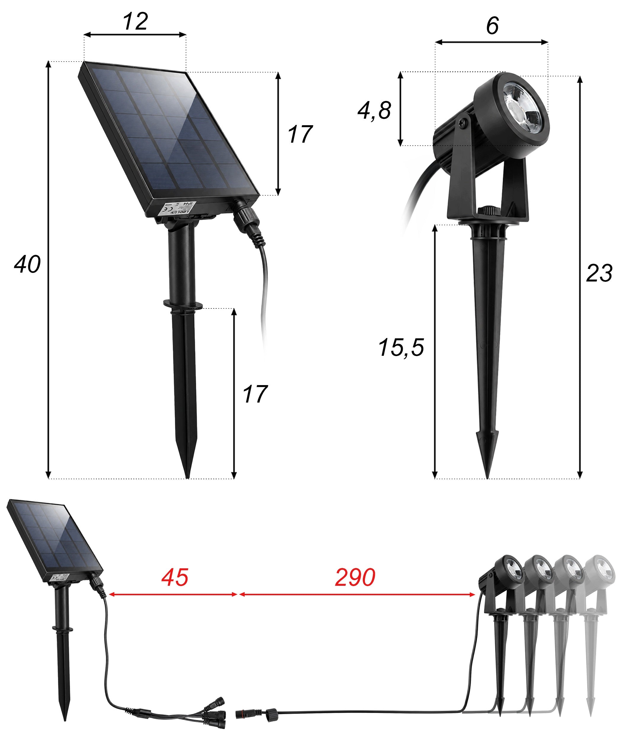 Solar Garden Lamp LED Punched 4X Headlight Twilight Sensor For Garden Manufacturer code Lampa Solarna LSOL-068