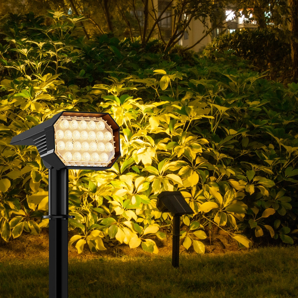 Solar Garden Lamp LED Punched Post Headlight Twilight Sensor 2PCS Color black