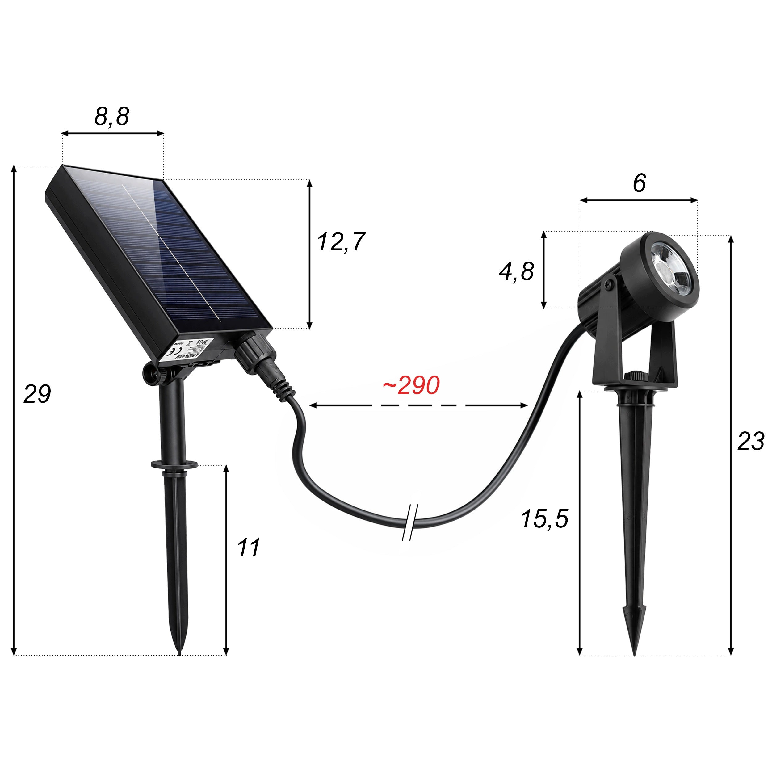 Solar Garden Lamp LED Punched Post Headlight Twilight Sensor Manufacturer code Lampa Solarna LSOL-067