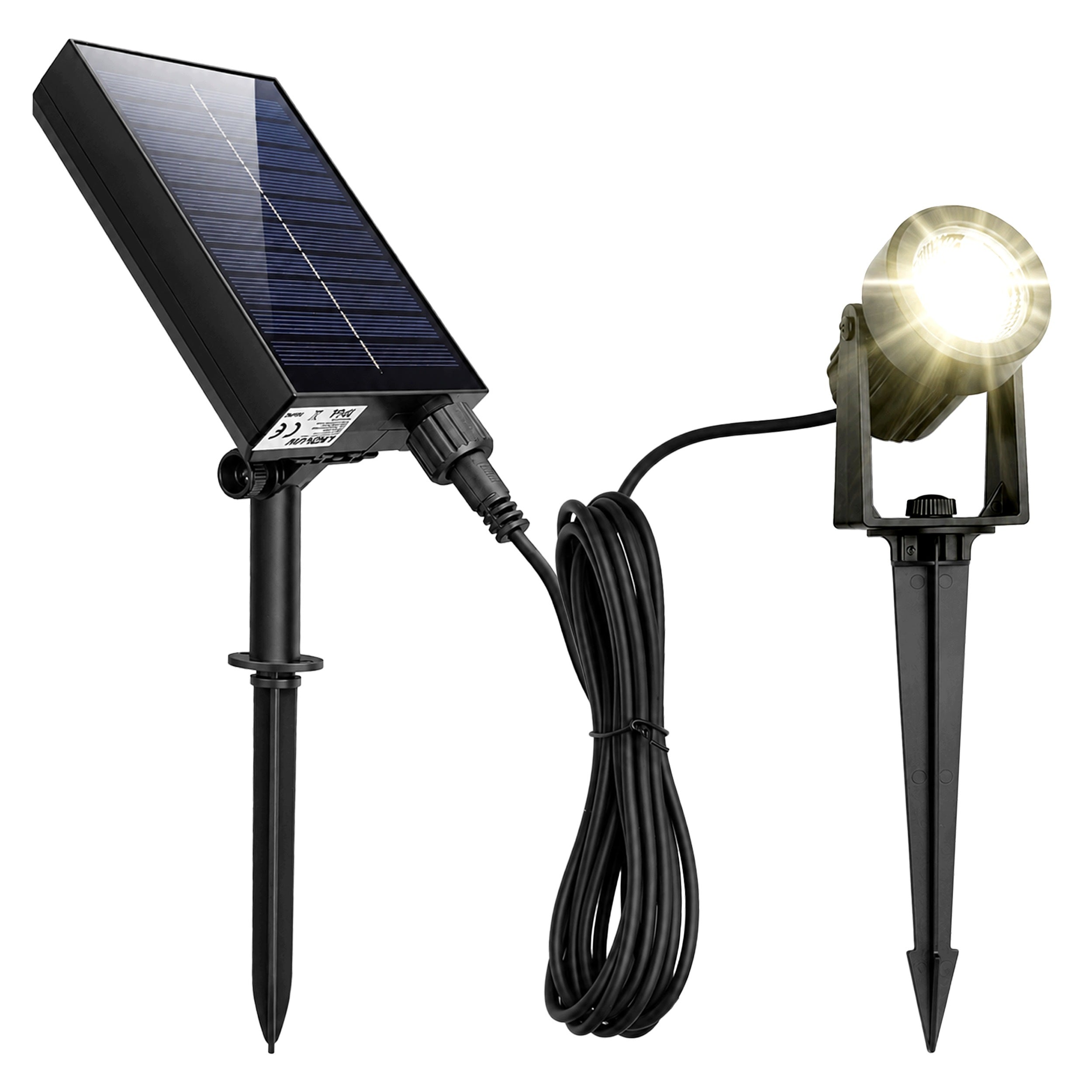 Solar Garden Lamp LED Punched Post Headlight Twilight Sensor Packaging status original
