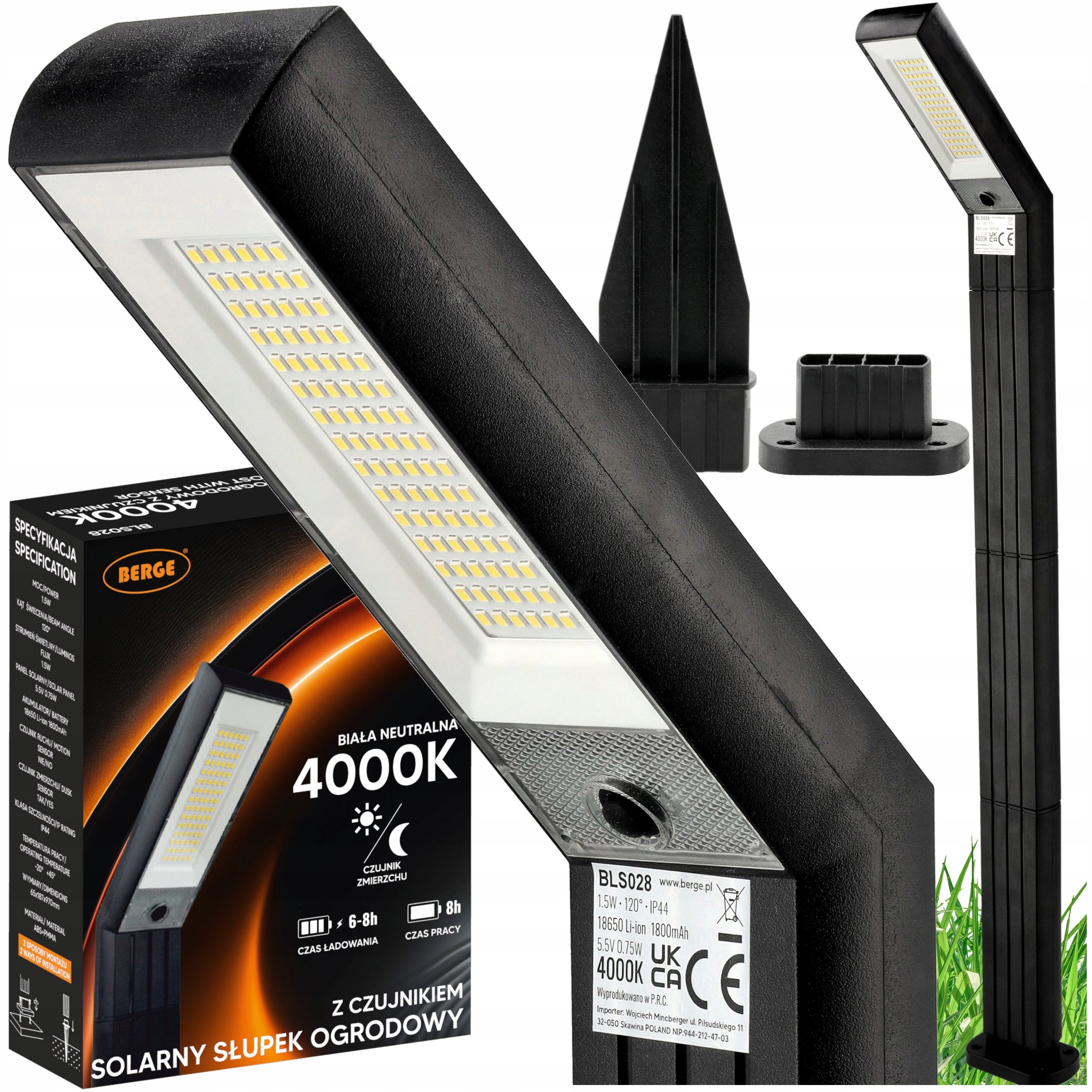 Solar Garden Lamp LED Punched Solar Post 2in1 Strong + Adjustable