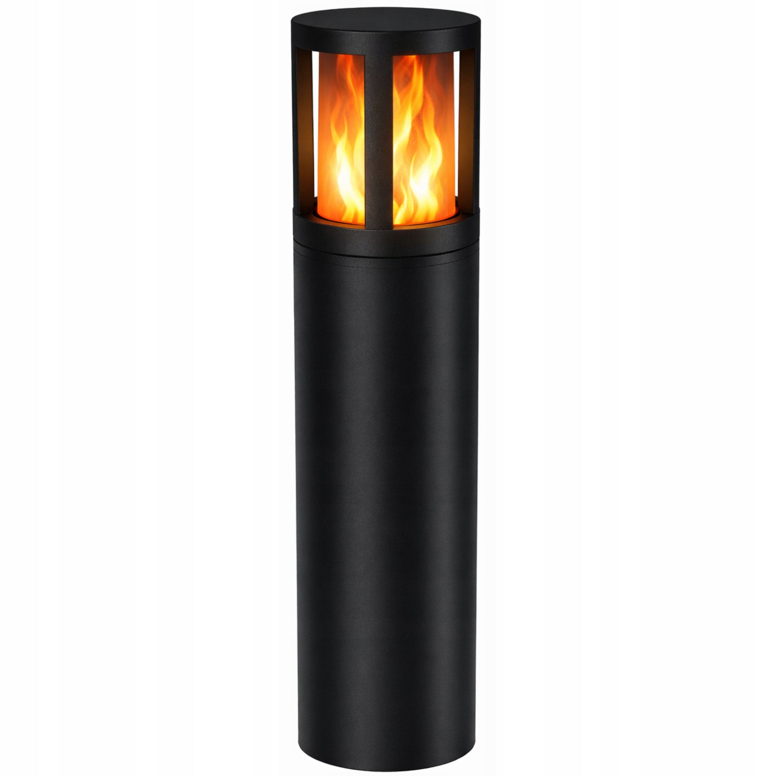 Solar Garden Lamp Post LED Flame Effect Twilight Sensor Steel