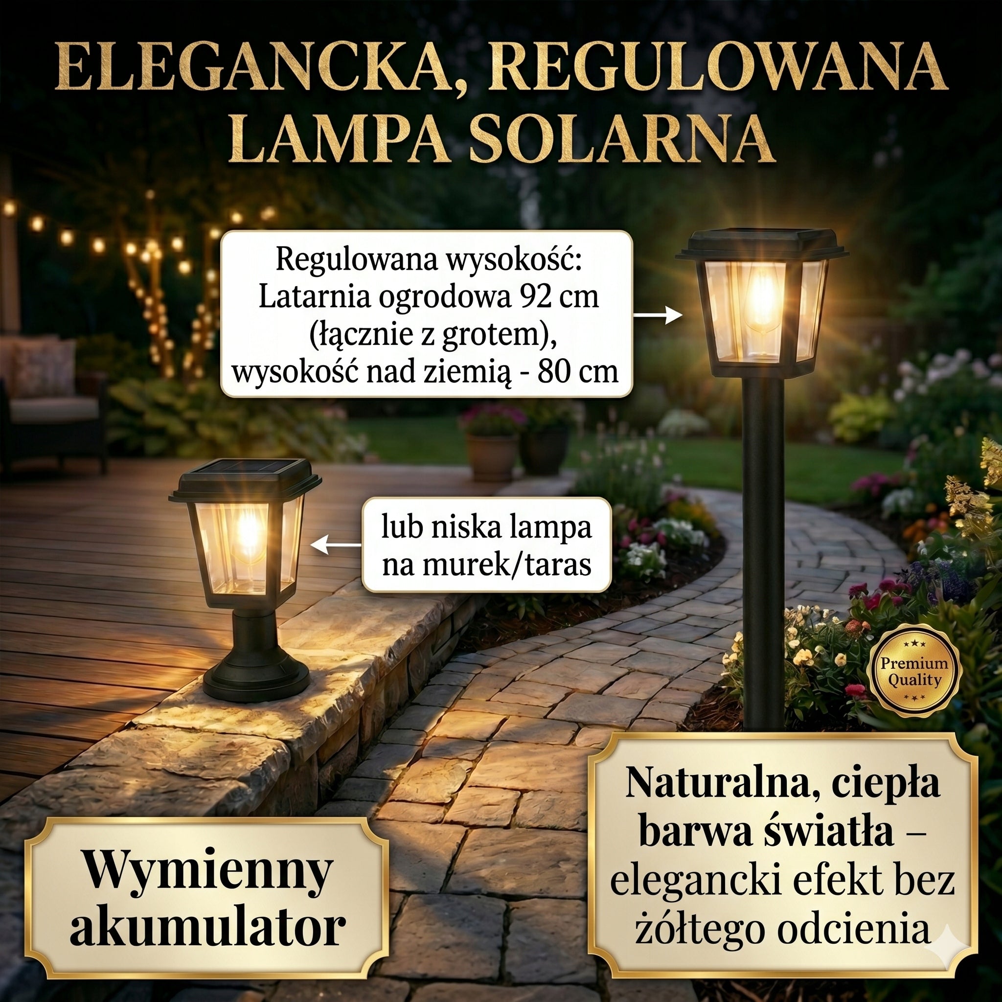 Solar Garden Lamp Post LED Lantern Large Strong 2in1 Twilight Sensor Packaging status original