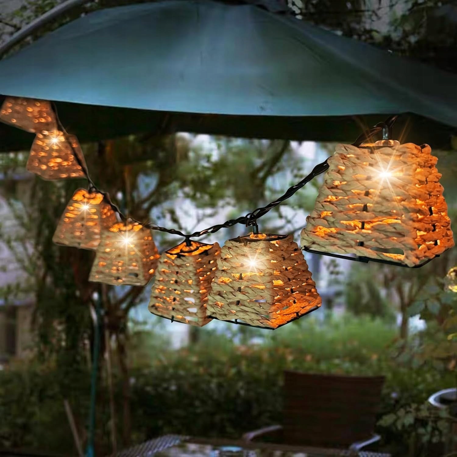 Solar Garden Lights Rattan 10 LED Waterproof Manufacturer code B0F29LLWFD