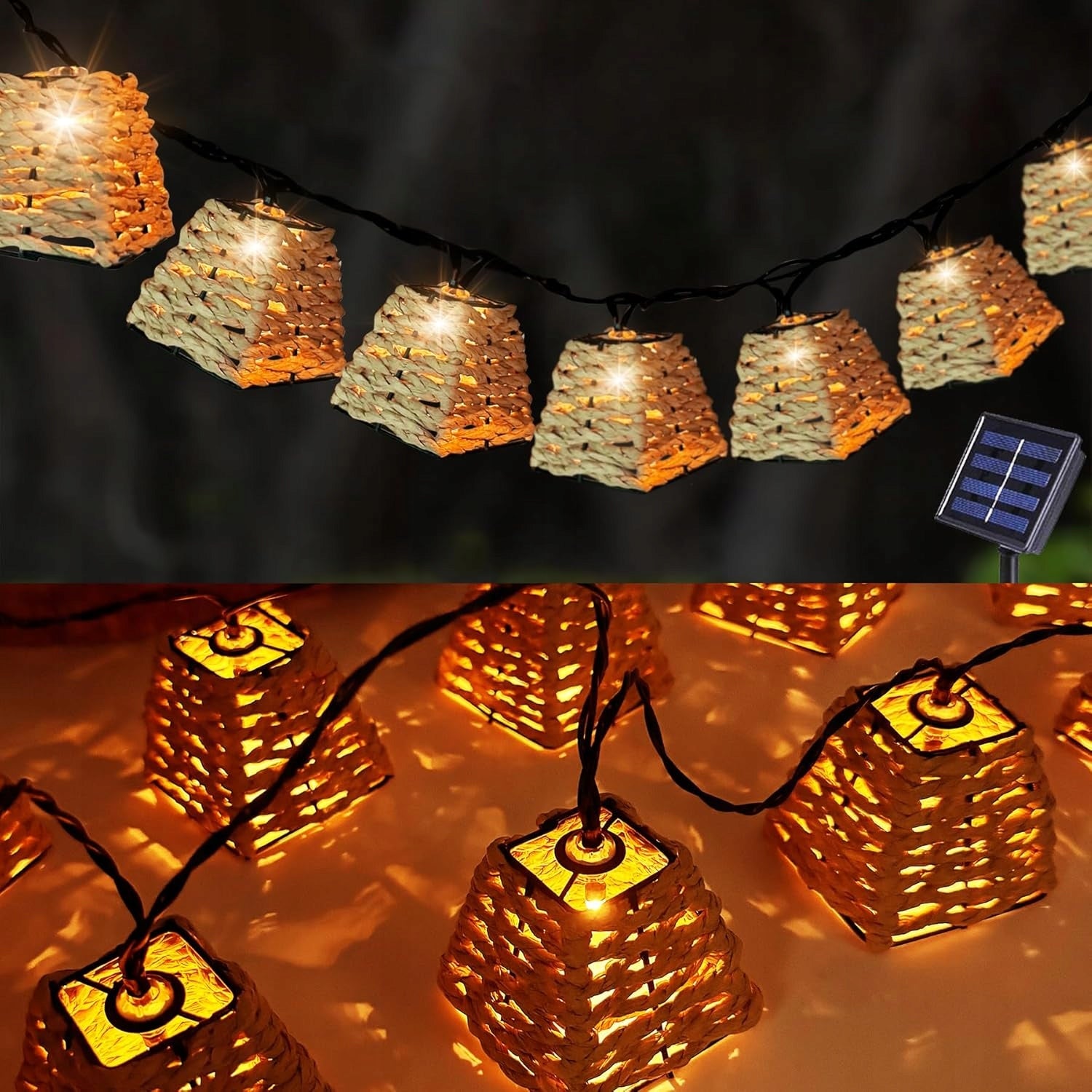 Solar Garden Lights Rattan 10 LED Waterproof