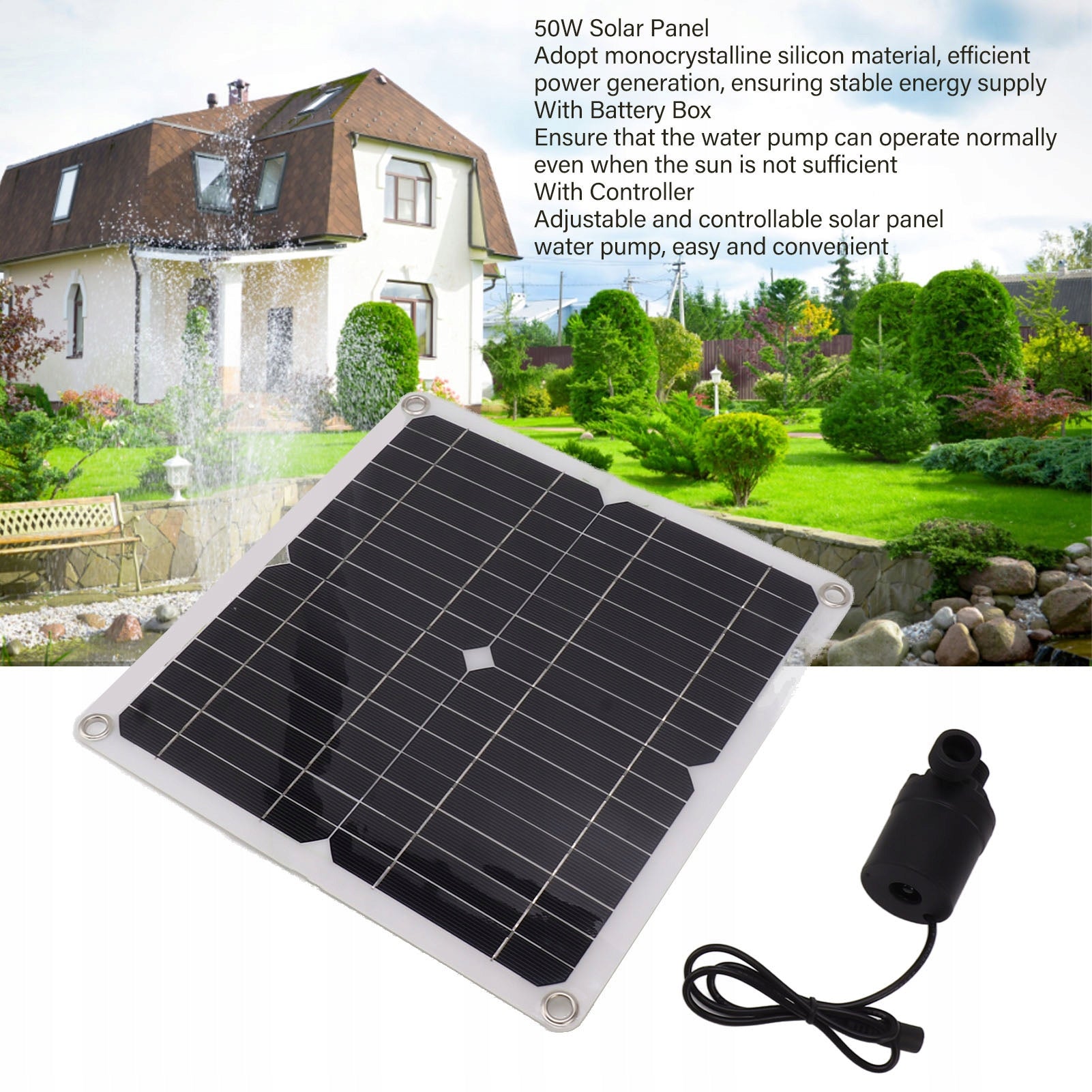 Solar Garden Pump For Pond Water Pond Fountain Set Strong 50w Power 50 W