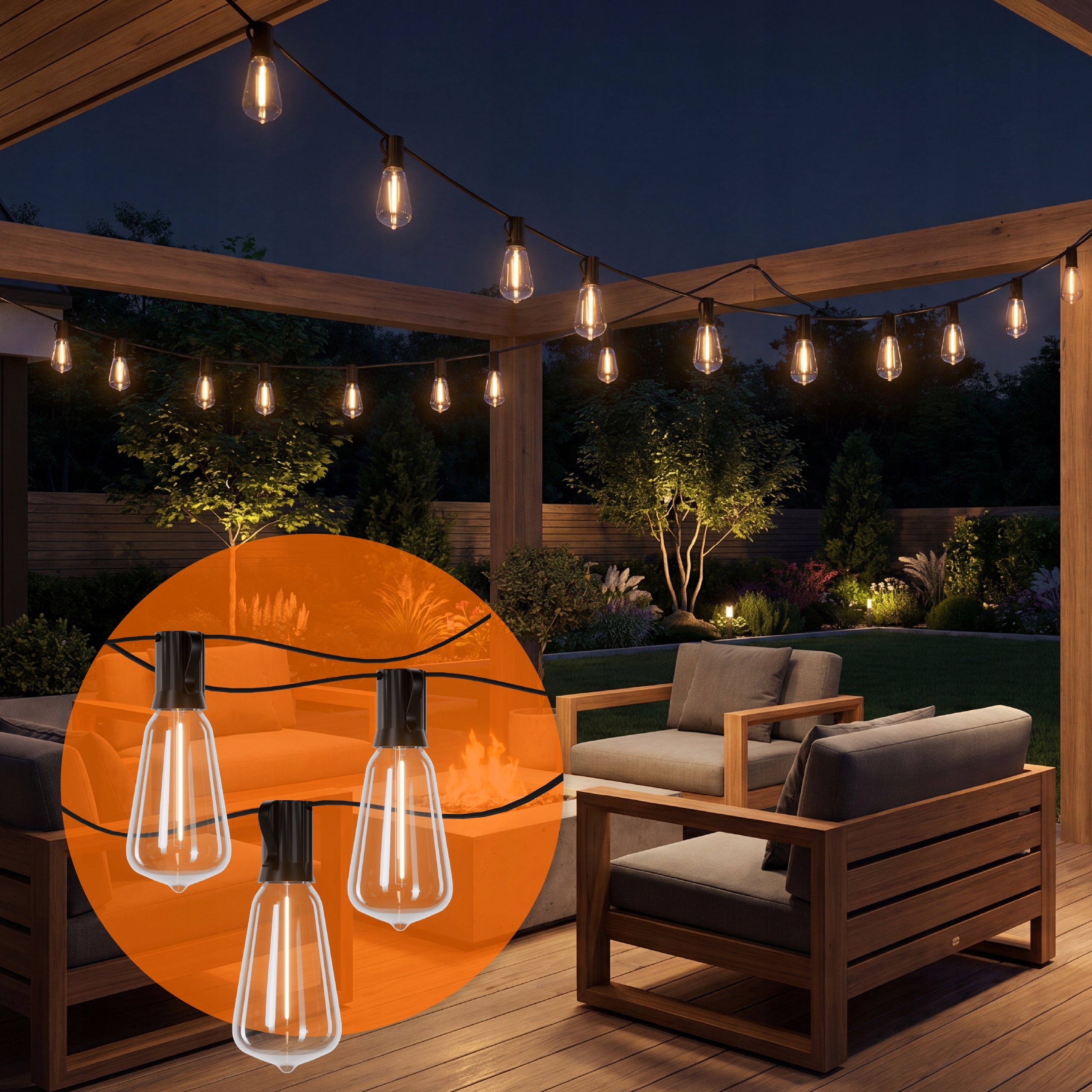 Solar Garland Garden LED Solar Lights 20m 20X E12 Bulbs + Remote Control Globe diameter 3.5 cm