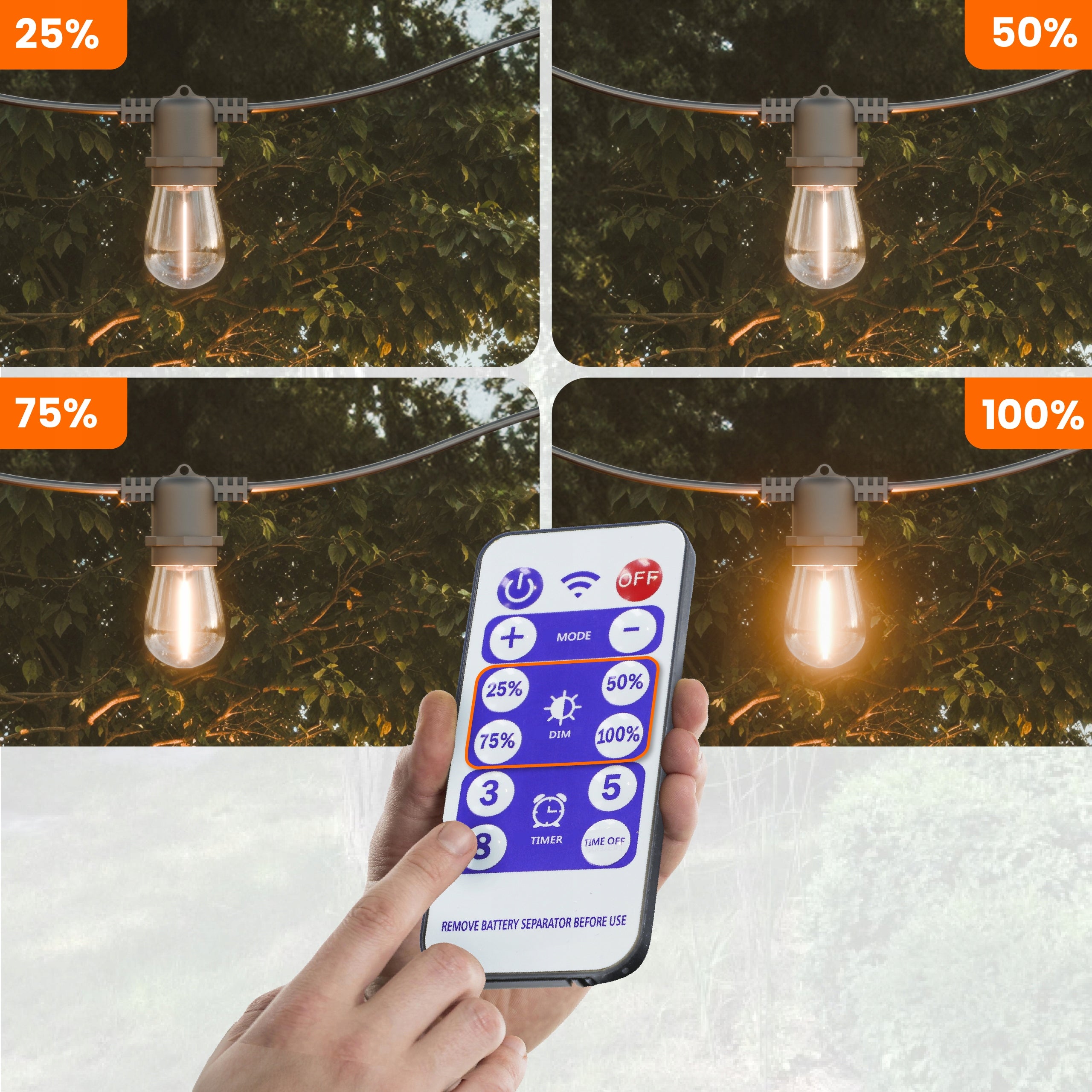 Solar Garland Garden Solar Lights 10m 10X LED Bulb E27 + Remote Control Globe diameter 4.5 cm