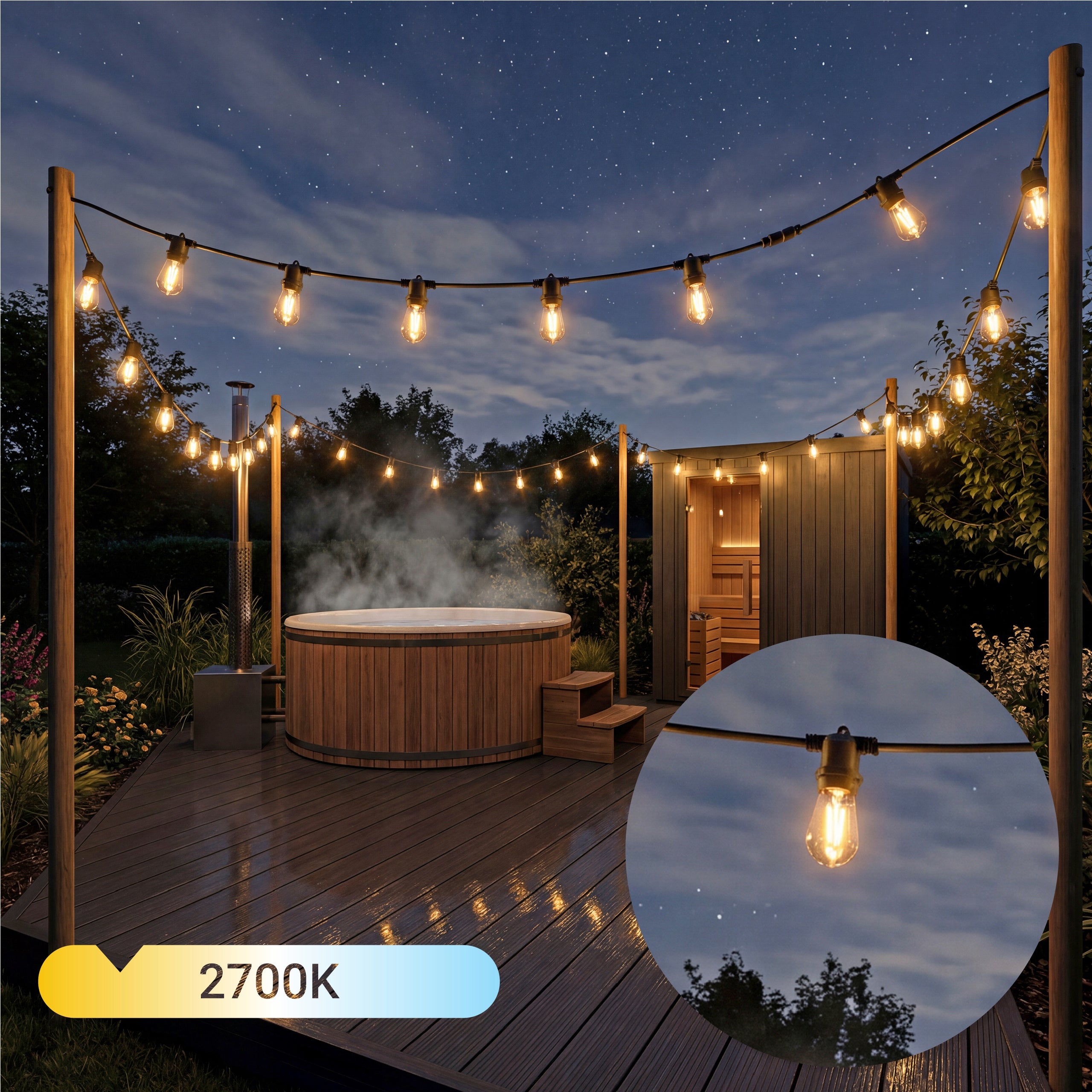 Solar Garland Garden Solar Lights 10m 10X LED Bulb E27 + Remote Control Length 1000 cm