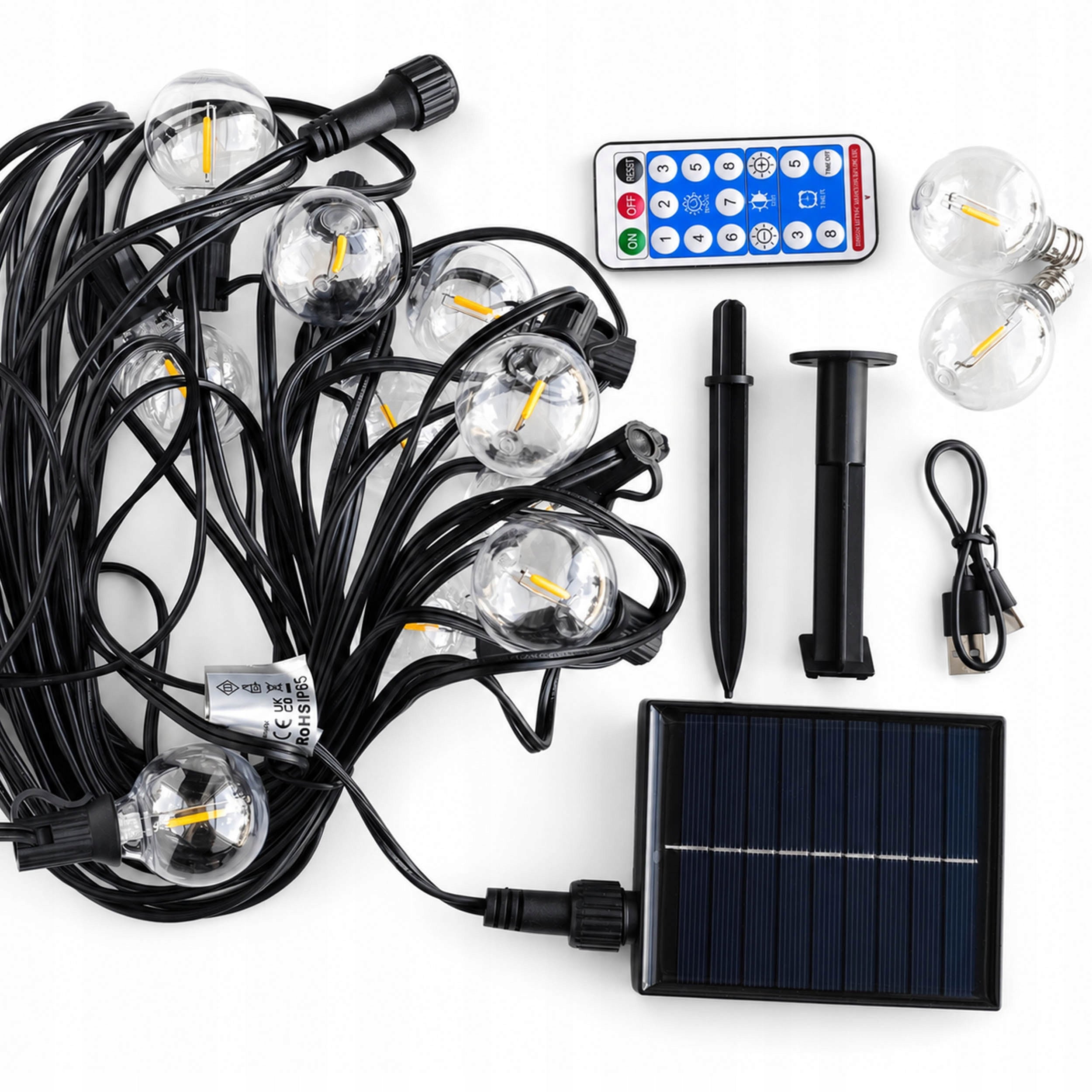 Solar Garland LED Garden 10 x LED Bulbs Solar Balls LED Light Packaging status original