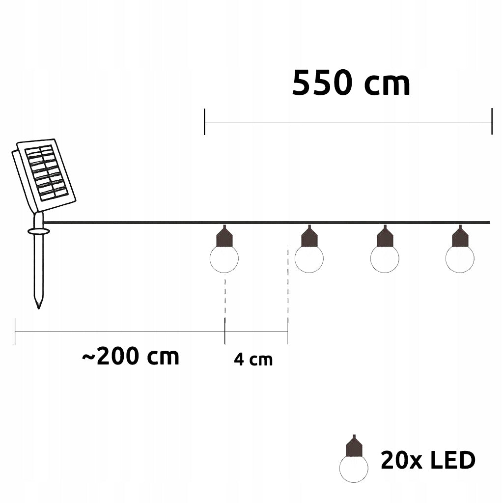 Solar Garland LED Garden 20 x LED Bulbs LED Solar Balls Number of light points 11 - 20