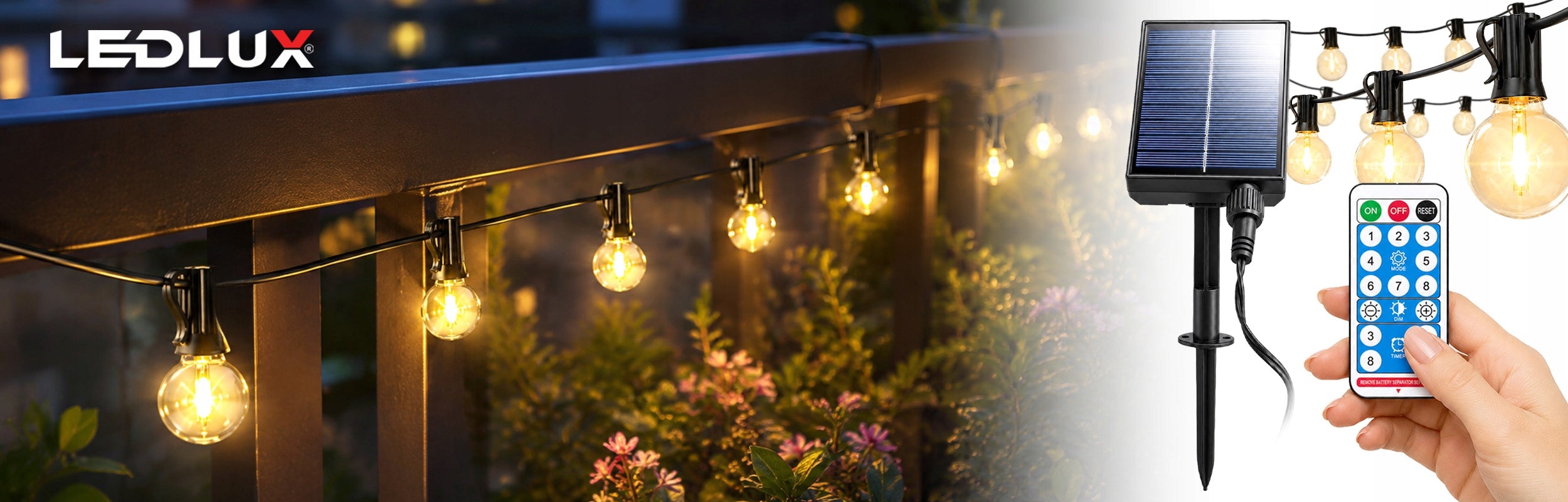 Solar Garland LED Garden 20 x LED Bulbs Solar Balls LED Light Brand LEDLUX